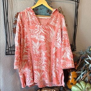 Soft Surroundings Coral Floral Hoodie